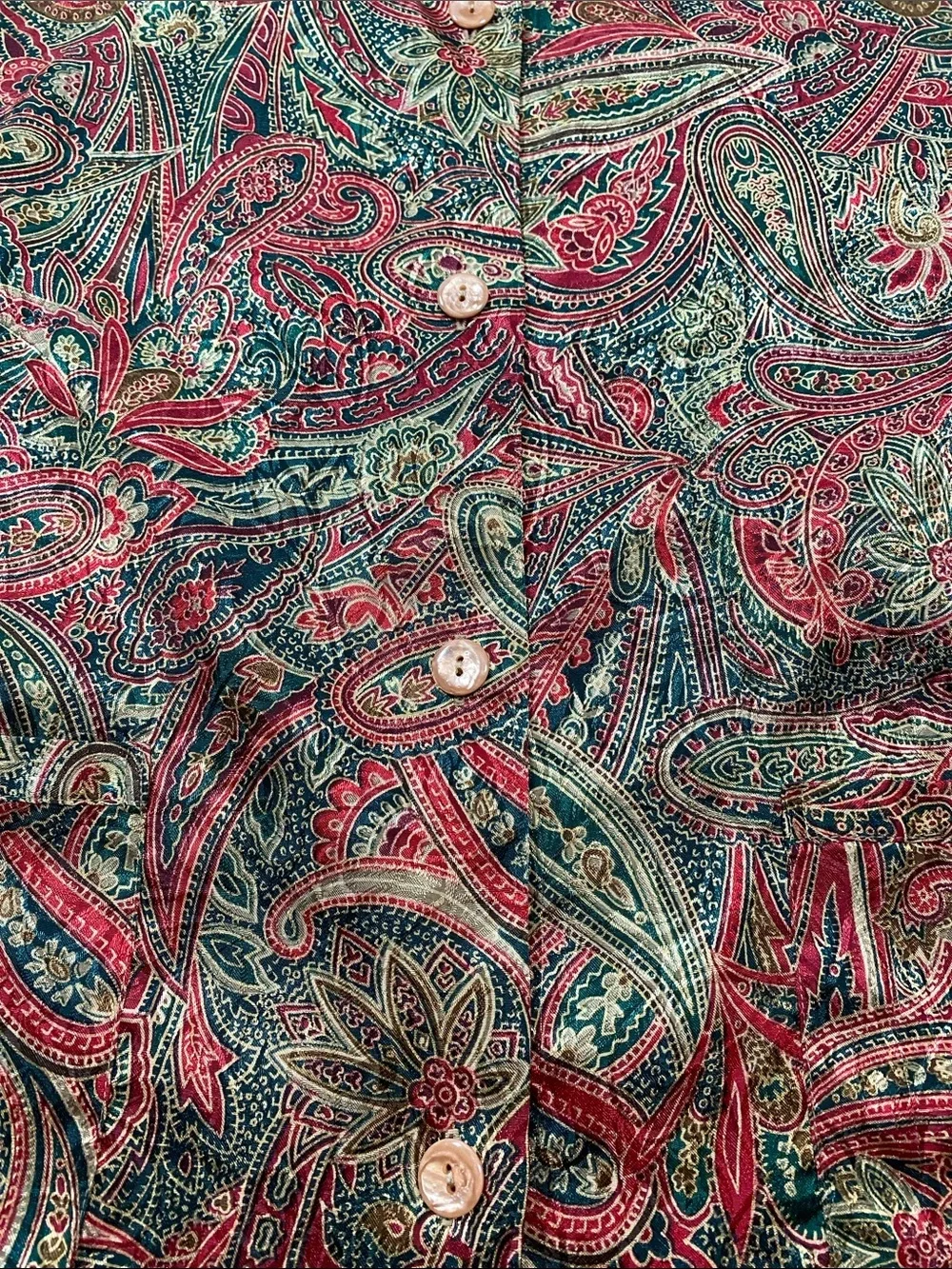 Victoria's Secret vintage 90s Paisley Button-Up Blouse in Red, Green & Gold
